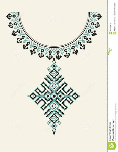 Necklace Embroidery, Kutch Work Designs, Cross Stitch Geometric, Kutch Work, Kurti Embroidery Design, Geometric Embroidery, Embroidery Neck Designs, Handwork Embroidery Design, Embroidery Designs Fashion