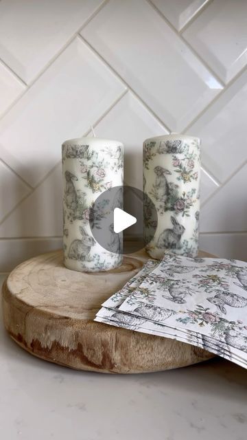 THE LABEL LADY - Jemma Solomon on Instagram: "Morning! After making all those crafts I thought I’d show you how I did the candle one, steps below and you can also if you are nervous to use an iron just follow the same steps but instead of using an iron just use PVA or Modpodge and paint directly over the napkin. (You won’t need the parchment paper) . Please DON’T burn them after keep for decoration only ☺️ . 1 - Take any napkin and separate two layers  2 - Measure and cut to fit candle  3 - Cut parchment paper to fit over the top  4 - iron over the parchment paper in a slow continuous movement around the candle  5 - Peel away and done!  Inspired by @pinterest  . #craft #candle #fun #homemake #hack" Napkin On Candle, Candle Napkin Transfer, Decoupage On Candles, Napkin Candle Decoupage, Decoupage Candles Paper Napkins, Homemade Candle Ideas, Candle Hacks, Candle Decoupage, Candle Hack