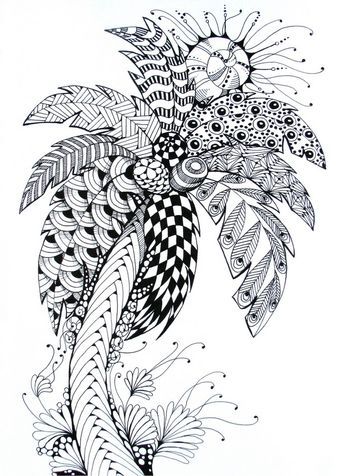 Palm tree Palm Tree Sketch, Tree Tattoo Color, Zantangle Art, Palm Tree Drawing, Summer Coloring, Nature Tattoo, Palm Tree Tattoo, Summer Coloring Pages, Tree Coloring Page