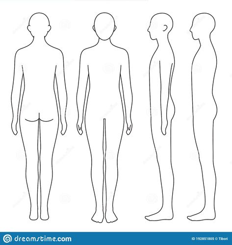 Illustration about Human body outline, front, back and side, posture, vector file set. Illustration of isolated, arms, posture - 192851805 Blank Tattoo Templates, Blank Human Body Outline, Blank Body Tattoo Template, Blank Drawing Templates People, Blank Body Template Tattoo Designs, Blank Body Template Female, Blank Arm Tattoo Template, Blank Body Template, Human Body Template