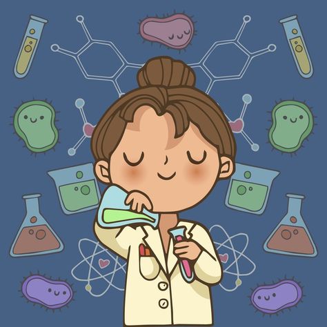 Female scientist illustration character | Free Vector #Freepik #freevector #woman Scientist Illustration, Scientist Cartoon, Biotechnology Art, Papan Tulis Kapur, Pharmacy Art, Chemistry Posters, Female Scientist, Science Doodles, Chemistry Art