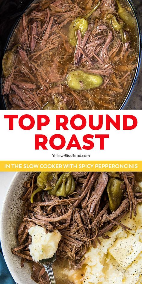 Crockpot Top Round Roast, Slow Cooker Round Roast, Top Round Steak Recipes, Top Round Roast Recipe, Sirloin Roast Recipes, Top Round Roast Beef, Top Round Roast, Slow Cooker Pot Roast Recipes, Crockpot Roast Recipes