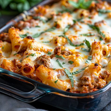 Million Dollar Baked Ziti: A Rich and Comforting Delight - Good For Recipes Greek Baked Ziti, Baked Ziti Aesthetic, Cottage Cheese Baked Ziti, It’s Complicated, Million Dollar Baked Ziti, Gouda Pasta, Fat Burning Soup, Ziti Pasta, Italian Sausage Pasta