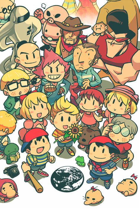 The gang's all here | EarthBound / Mother | Know Your Meme Lucas Mother 3, Mega Lucario, Mother Games, Mother 3, Nintendo Fan Art, Mother Images, Mother Art, Nintendo Characters, Nintendo Art