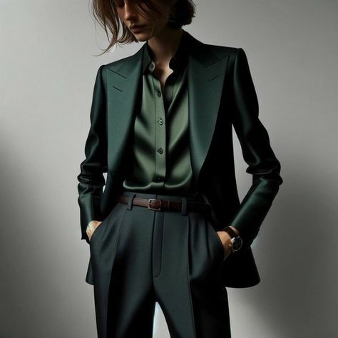 Green Suit Women, Outfit Ideas For Work, Business Casual Outfit Ideas, Woman In Suit, Business Casual Outfit, Mode Hippie, Casual Outfit Ideas, Woman Suit Fashion, Interesting Ideas