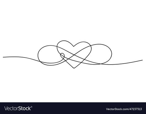 Infinity Line Art, Infinity Drawing, Infinity Love Tattoo, Infinity Drawings, Heart And Infinity, Drawing Heart, Love Concept, Love Icon, Continuous Line Art