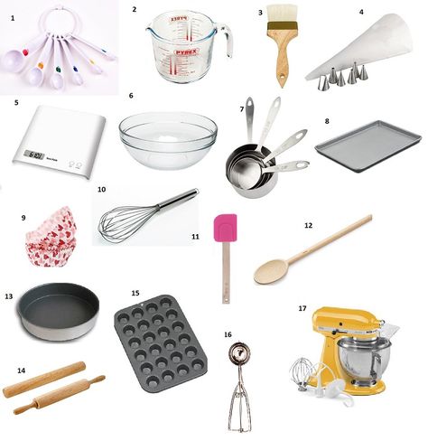 Passionatemae | Food has a way of bringing people together: Kitchen Essentials Part 1 : Basic Baking Tools Baking Equipment Kitchen Tools, Basic Baking, Biscuit Press, Pastry Kitchen, Hot Cross Buns Recipe, Bake A Cake, Baking Equipment, Bakery Ideas, Cake Decorating Kits