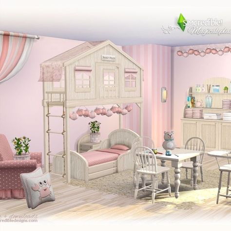 Sims4 CC furniture set in beachy inspiration with some country influence by SIMcredible Anime Nursery, Mine Movie, Sims 4 Kids Room, Toddler Bedroom Sets, Sims 4 Rooms, Sims 4 Blog, Cc Furniture, The Sims 4 Pc, Sims 4 Bedroom