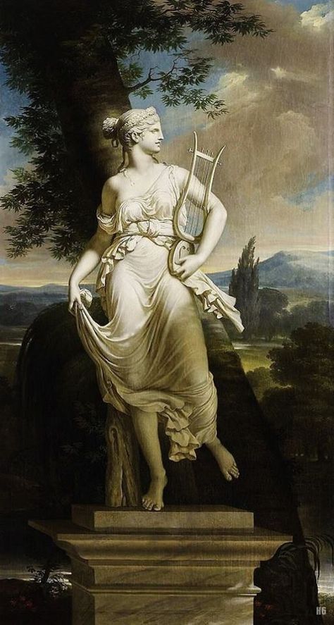 The Statue of Polyhymnia. Charles Meynier. French. 1763-1832. oil on canvas. Neoclassical Painting, Greek Paintings, Istoria Artei, Greek Mythology Art, Mythology Art, Classic Paintings, Art Et Illustration, Greek Art, A4 Poster