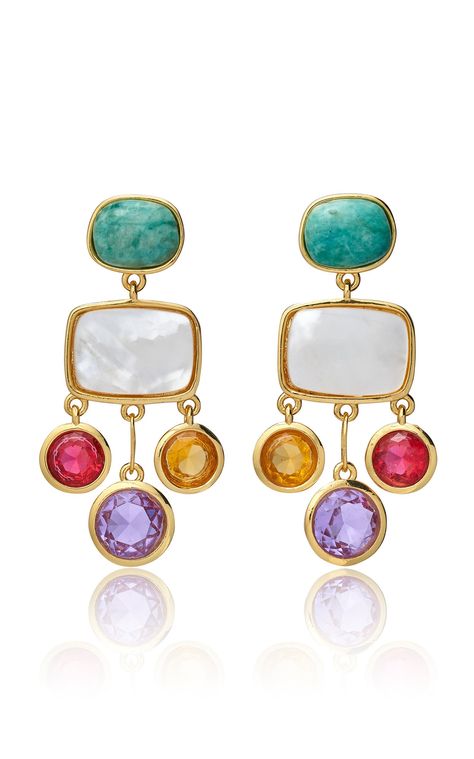 Lizzie Fortunato, Amazonite Stone, Pink Topaz, Alexis Bittar, Faceted Crystal, Brass Earrings, Earrings Collection, Fashion Jewellery, Designer Earrings