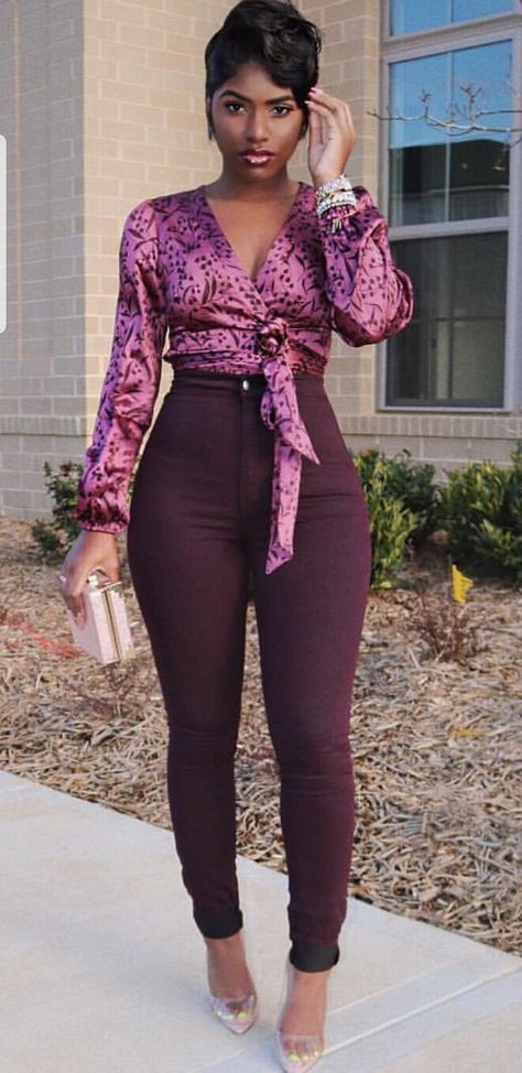 Purple Outfits For Women Classy, Purple Outfits For Women, Casual Outfits For Women, Gaun Fashion, Purple Outfits, Fashion Blogger Style, Dinner Outfits, Outfits For Women, Black Women Fashion