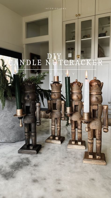 LIZ + AMY | Diy the cutest nutcracker candles 🤍 when I saw these online and didn’t get them in time I knew I had to make them! Aren’t they so fun?!… | Instagram Nutcracker Inspired Christmas Decor, Nutcracker Themed Christmas Decor Diy, Christmas Nutcracker Theme, Nutcracker Candle Holder, Diy Painted Nutcracker Ideas, Painting Nutcrackers, Nutcracker Themed Christmas Decor, Painted Nutcracker Diy, Nutcracker Themed Christmas