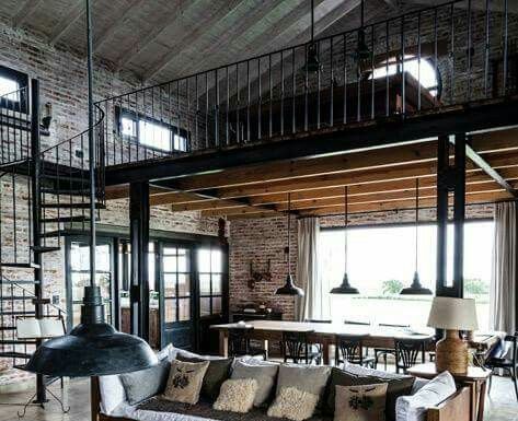 barndominium Barndominium Interior, Tiny Loft, Brick Interior Wall, Interior Minimalista, 아파트 인테리어, Wood Structure, Barn Style House, Modern Loft, Interior Wall Design