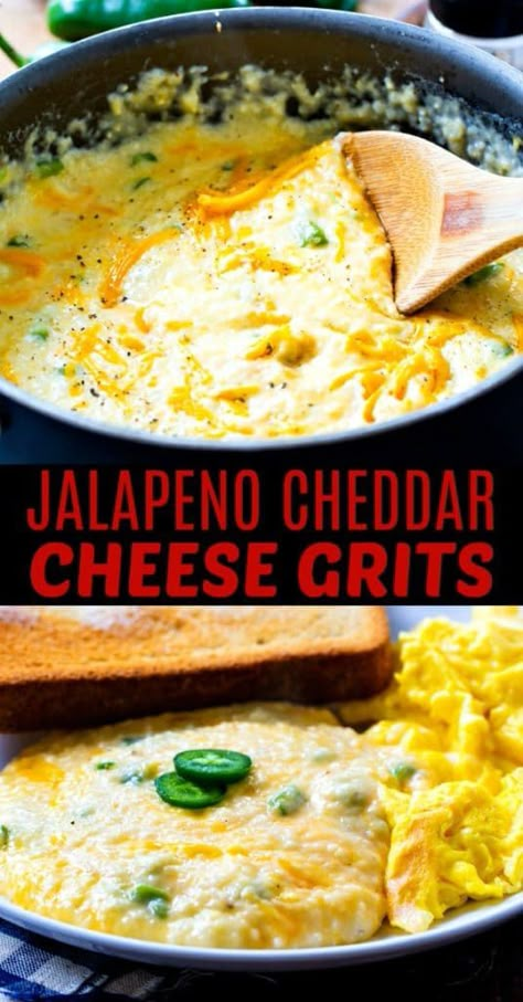 Shrimp And Jalapeno Cheese Grits, Jalapeño Cheddar Grits, White Cheddar Grits, Jalapeño Cheese Grits, Cheddar Grits Recipe, Cheese Grits Recipe, Cheddar Grits, Grits Recipes, Grits Casserole