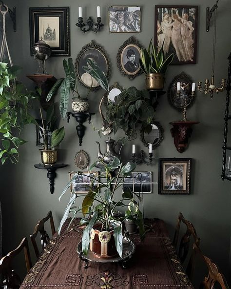 Artwork At Home, Gothic Dining Room, Moody Decor, Dark Home Decor, Goth Home, Goth Home Decor, Gothic Home, Maximalist Decor, Dark Interiors