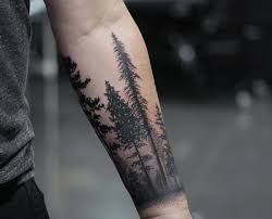 Forest Tattoo Ideas, Forest Tattoo Sleeve, Forest Forearm Tattoo, Camping Tattoo, Tree Tattoo Men, Forest Tattoo, Wild Tattoo, Wrist Tattoos For Guys, Forearm Tattoo Design