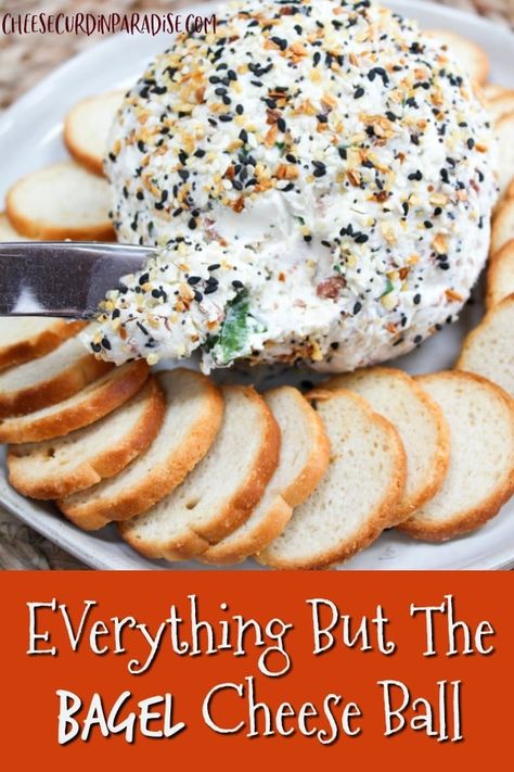 Appetizer Cream Cheese, Cheeseball Recipes, Cheese Curd, Bacon Seasoning, Everything But The Bagel Seasoning, Dip Dip, Everything But The Bagel, Hummus Dip, Bagel Chips