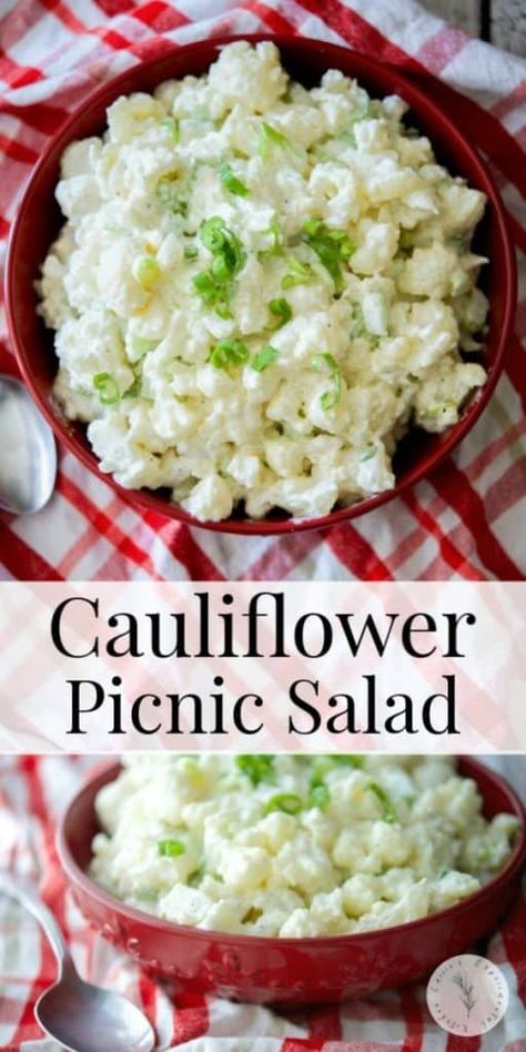 Picnic Salad, Cauliflower Potatoes Salad, Healthy Foods To Make, Picnic Recipes, Healthy Food Menu, Healthy Food Guide, Easy Cauliflower, Lost 100 Pounds, Cauliflower Salad