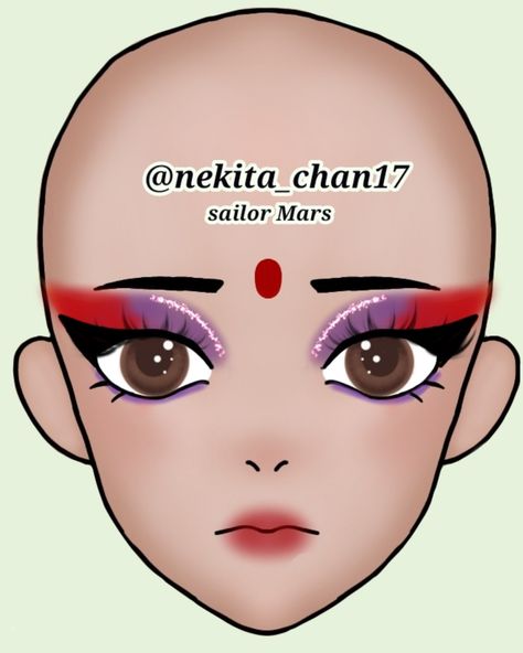 ☆sailor moon series☆ Sailor Mars Makeup, Mars Makeup, Buzz Party, Sailor Moon Makeup, Face Charts, Makeup Photo, Makeup Face Charts, Face Chart, Moon Face