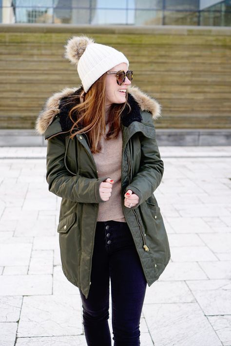 jillgg's good life (for less) | a west michigan style blog: my everyday style: my favorite winter parka! Green Jacket Winter Outfit, Khaki Parka Outfit Winter, Green Parka Outfit Winter, Olive Parka Outfit, Parka Winter Outfit, Green Parka Outfit, Parka Outfit Winter, Olive Parka, English Hunting