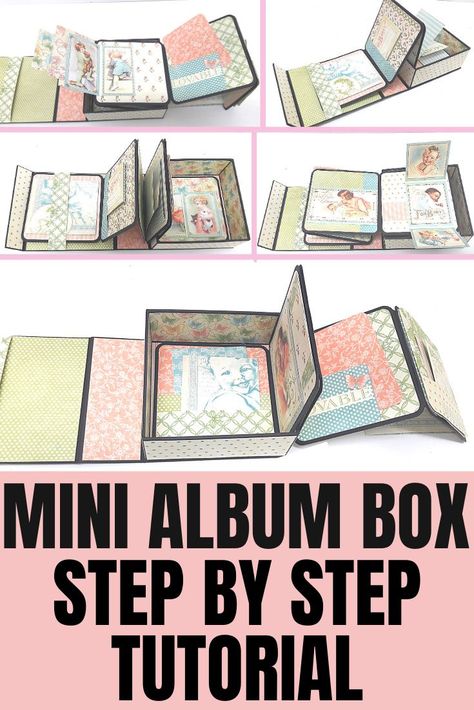 Diy Mini Album Tutorial, Scrapbook Albums Tutorial, Diy Mini Album, Handmade Journals Diy, Box Tutorial, Mini Album Tutorial, Photo Album Diy, Scrapbook Tutorial, Scrap Album