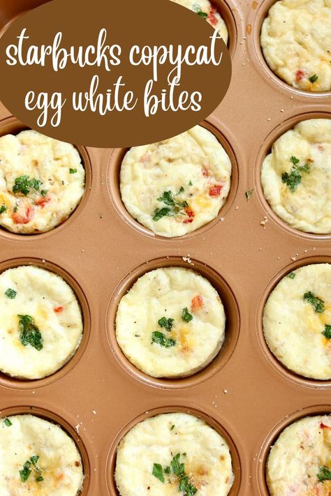 a muffin tin of egg white bites Egg White Mini Muffins, Egg Whites Bites Muffin Tins, Ehh White Bites, Egg White Egg Bites Starbucks, How To Make Egg White Bites, Homemade Egg White Bites, How To Cook Egg Whites, Dairy Free Egg White Bites, Egg White Muffins With Cottage Cheese