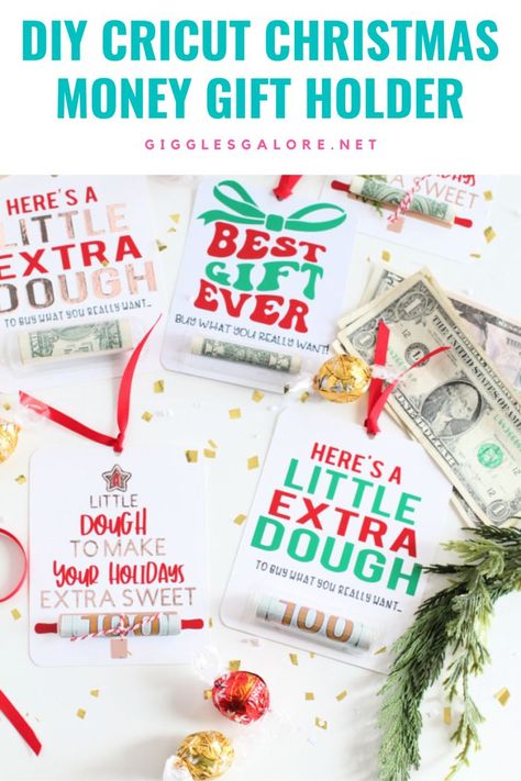 Gift Card Money Holder. With Text Reading: DIY Cricut Christmas Money Holder Craft Idea. Cricut Money Holder Card, Diy Christmas Money Holder, Money Holders Card, Easy Gift Idea, Wallet Gift Card, Creative Party Ideas, Using Cricut, Christmas Money Holder, Gift Holders