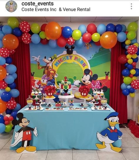 Mickey Mouse Clubhouse 1st Birthday Dessert table and Decor Mickey Mouse Clubhouse Decorations, Team Cupcakes, Mickey Mouse Clubhouse Birthday Party Decorations, Mickey Mouse Party Decorations, Mickey Mouse Clubhouse Cake, Mickey Mouse Birthday Decorations, Mickey Mouse Club House, Mickey First Birthday, Mickey 1st Birthdays