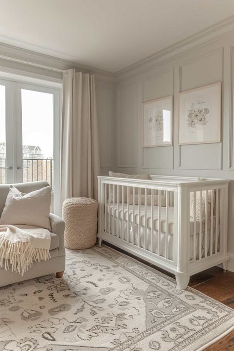 50 Simply Adorable Baby Girl Nursery Ideas You’ll Love! Neutral Girl Nursery Ideas, Southern Girl Nursery, Cream Nursery Ideas, Classic Girl Nursery, Crate And Barrel Nursery, Simple Gender Neutral Nursery, Baby Girl Nursery Neutral, Baby Room Minimalist, Monochromatic Nursery