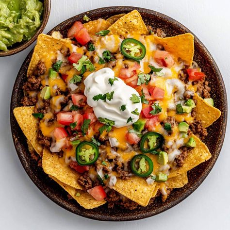 Beef Nachos, Loaded Nachos, Best Chips, Cheese Chips, Nachos Beef, Cheese Snacks, Nacho Cheese, Bbq Pulled Pork, Chips Recipe