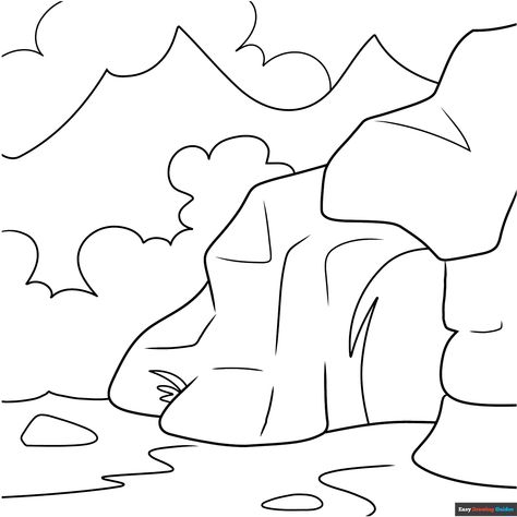 Free Cave Coloring Page for Kids Landscape Coloring Pages, Free Coloring Pictures, Math Coloring Worksheets, Easy Drawing Guides, Easy Landscape, Drawing Guides, Kid Coloring Page, Free Coloring Sheets, Math Coloring