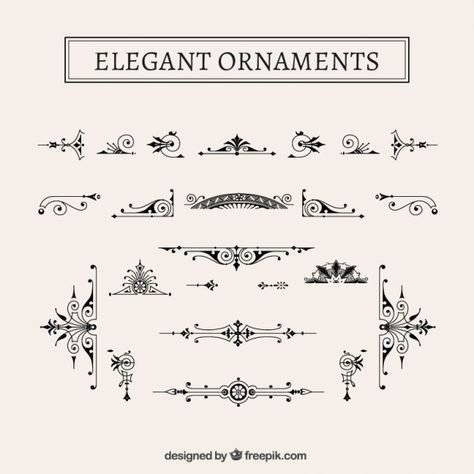 Vintage elegant ornaments pack Free Vector Text Dividers, Doodle Frame, Baroque Ornament, Vintage Png, Laser Art, Antique Illustration, Ornament Frame, Bujo Inspiration, Tattoo Flash Art