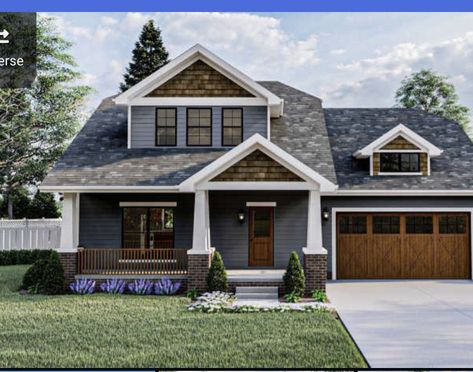 2 Story Bungalow, Craftsman Exterior, Grey Houses, Bungalow House Plans, Bungalow Style, Craftsman Style House Plans, Craftsman House Plan, House Siding, Bungalow House