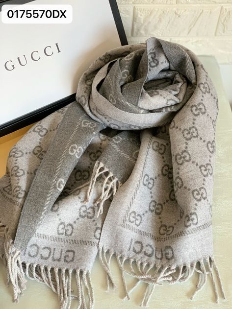 Gucci Wool Scarf, Gucci Shawl Outfit, Gucci Shawl, Scarf Gucci, Scarf Aesthetic, Gray Shawl, Shawl Outfit, Gucci Clothing, Gucci Collection