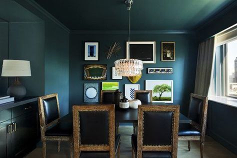 benjamin-moore-narragansett-green-hc-157-lonny-lowes-regency-hotel-photo-nate-berkus-teal-walls-ceiling-paint-colors Narragansett Green, Nate Berkus Design, Dark And Moody Interiors, Ceiling Paint Colors, Green Wall Color, Painted Ceilings, Ceiling Paint, Moody Interiors, Teal Walls