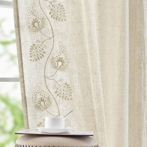 Amazon.com: jinchan Linen Curtains Floral Curtains for Bedroom Boho Curtains 84 Inch Length Beige Embroidered Curtains Rod Pocket Back Tab Farmhouse Flower Patterned Drapes Living Room Window Curtain Set 2 Panels : Home & Kitchen French Country Bedroom Curtains, Curtains For Dining Room Windows, Patterned Drapes Living Room, Dining Room Curtain Ideas, French Country Window Treatments, Farmhouse Drapes, Boho Window Curtains, Farmhouse Curtains Living Room, Small Window Treatments