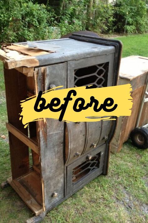 Upcycled Buffet, Vintage Buffet Makeover, Diy Interior Shutters, Diy Buffet, Upcycle Storage, Buffet Makeover, Buffet Vintage, Diy Furniture Flip, Diy Dresser Makeover