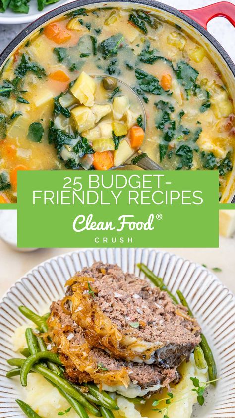 Clean Food Crush Vegetarian, Clean Food Crush Week 1 Meal Plan, Healthy Low Budget Meals, Clean Food Crush Recipes, Unprocessed Food Recipes, Cleanfoodcrush Recipes, Creamy Zucchini Soup, Low Budget Meals, Clean Dinners