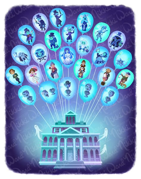 The Haunted Mansion Movie, Disney Haunted Mansion Art, Haunted Mansion Movie, Disney Symbols, Haunted Manor, Balloons Art, Phantom Manor, Hatbox Ghost, Haunted Mansion Disneyland