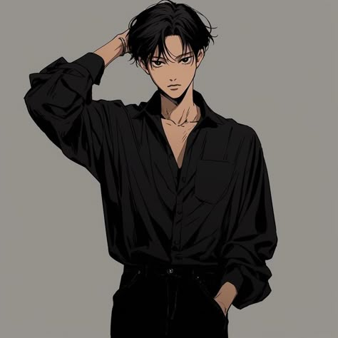 Levi Ackerman Character Design, Levi Ackerman Outfit, Anime Men With Glasses, Artsy Outfit Men, Boyfriends Outfits, Story Sketch, Bad Boy Outfits, Book Cover Art Design, Middle Hair