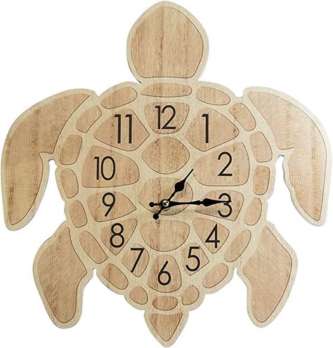 AmazonSmile: Die Cut Turtle Wall Clock Wood Decorative 16 Inch Beach Theme Decor for Kitchen Bathroom Office Rustic Battery Operated Clocks Great Nautical Theme for Bedroom Ocean Decoration Ticking Tropical : Home & Kitchen Theme For Bedroom, Ocean Room Decor, Office Rustic, Wall Clock Wood, Clock Wood, Turtle Decor, Decor For Kitchen, Beach Theme Decor, Coastal Bedrooms