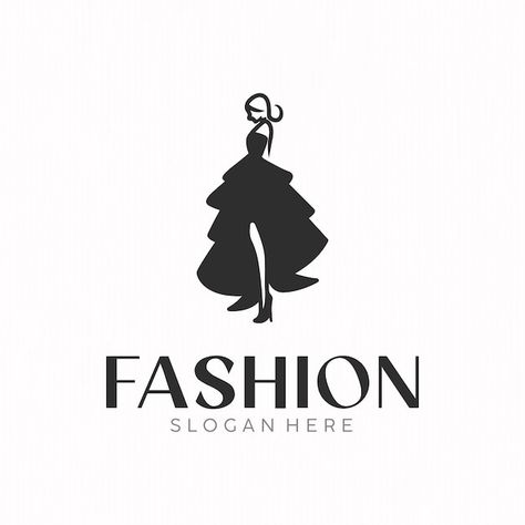 Vector simple fashion business logo illu... | Premium Vector #Freepik #vector #boutique #dress-sketch #dresses #clothes-shop Fashion Slogans, Dress Vector, Dress Sketch, Boutique Dress, Stationery Templates, Business Card Maker, Flyer Maker, Card Banner, Logo Illustration