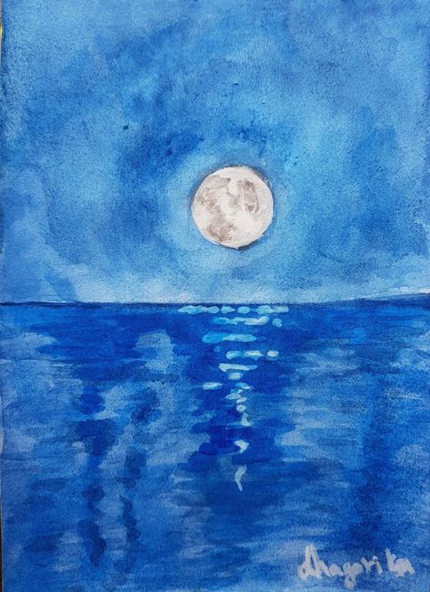 Easy watercolor paintingBlue Monochrome ArtColor study Phthalo blue. Monochromatic Painting Watercolors, Blue Painting Aesthetic Easy, Blue Monochrome Painting, Painting Ideas Asthetics, Blue Art Aesthetic Painting, Blue Art Ideas, Blue Monochromatic Painting, Monochromatic Painting Easy, Spiritual Paintings Easy