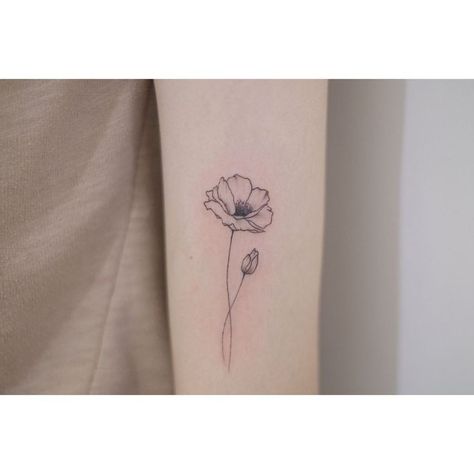 Les 50 plus beaux tatouages coquelicot Flower Tattoo Minimalist, Vintage Flower Tattoo, Tiny Flower Tattoos, Poppy Flower Tattoo, Tattoo Minimalist, Poppies Tattoo, Illustration Tattoo, Small Flower Tattoos, Flower Tattoo Shoulder