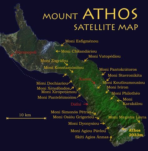 Eastern Orthodox Church, Mount Athos, Satellite Maps, Eastern Orthodox, Orthodox Christianity, Charts And Graphs, Greek Orthodox, Fantasy Art Landscapes, Greece