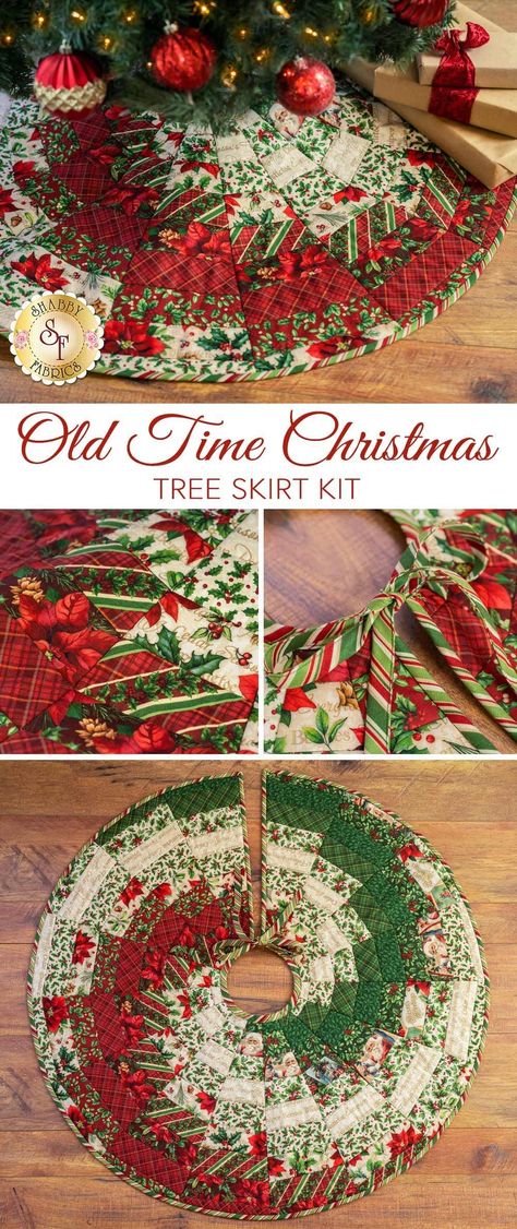 Put an exciting spin on the traditional Christmas tree skirt with the Bargello Christmas Tree Skirt Kit made with the gorgeous Old Time Christmas fabric collection! Using the quilt as you go pre-printed batting by June Tailor and the custom Bargello pattern included in your kit, this eye-catching tree skirt is so much fun to make! Tree skirt finishes to approximately 40" in diameter. Bargello Tree Skirt Pattern, Free Quilted Tree Skirt Pattern, Quilt As You Go Tree Skirt Free Pattern, Lone Star Christmas Tree Skirt, Christmas Skirts Tree, Small Christmas Tree Skirt Pattern, Patchwork Christmas Tree Skirt, Easy Tree Skirt Pattern, Quilted Tree Skirts