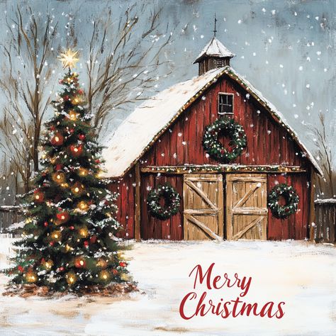 Merry Christmas Red Barn Sign 10" x 10" Metal TTE-060 Red/White/Brown/Tan/Green/Gold Christmas Barn, Barn Signs, Automobile Advertising, Barn Painting, Christmas Painting, Clipart Christmas, Trendy Tree, Farm Theme, Cute Clipart