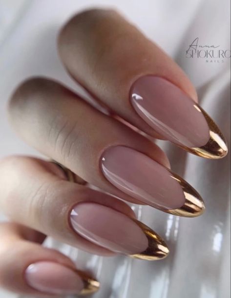 Copper Nails Designs, Almond Nail Ideas, Gold Gel Nails, Manicure Nail Designs, Work Nails, Crazy Nails, Almond Nail, Nails 2024, Silver Nails