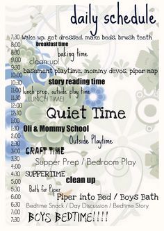 Daily routine (super nanny style) Nanny Schedule, Crock Pot Cheesy Chicken, A Good Routine, Super Nanny, Routine Life, Family Schedule, Kids Schedule, Stay At Home Moms, Family Organizer