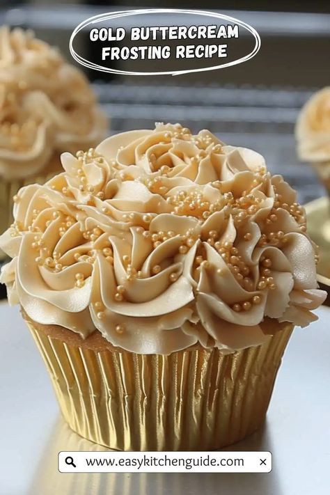 Make this delicious gold buttercream frosting by following these simple, easy-to-follow instructions. Perfect for your next cake or cupcake project!